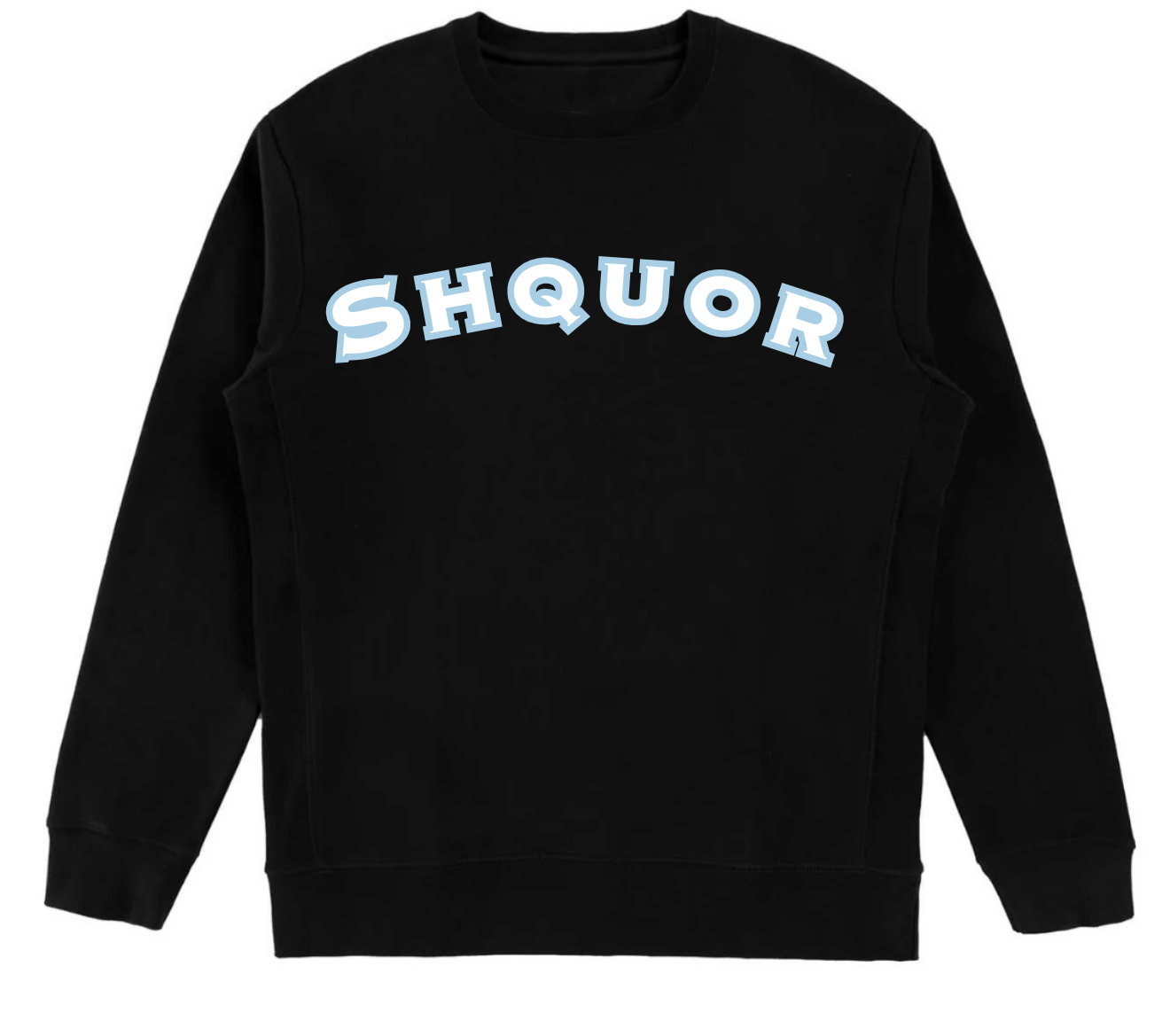 Embroidered Black & Sky Crew Neck